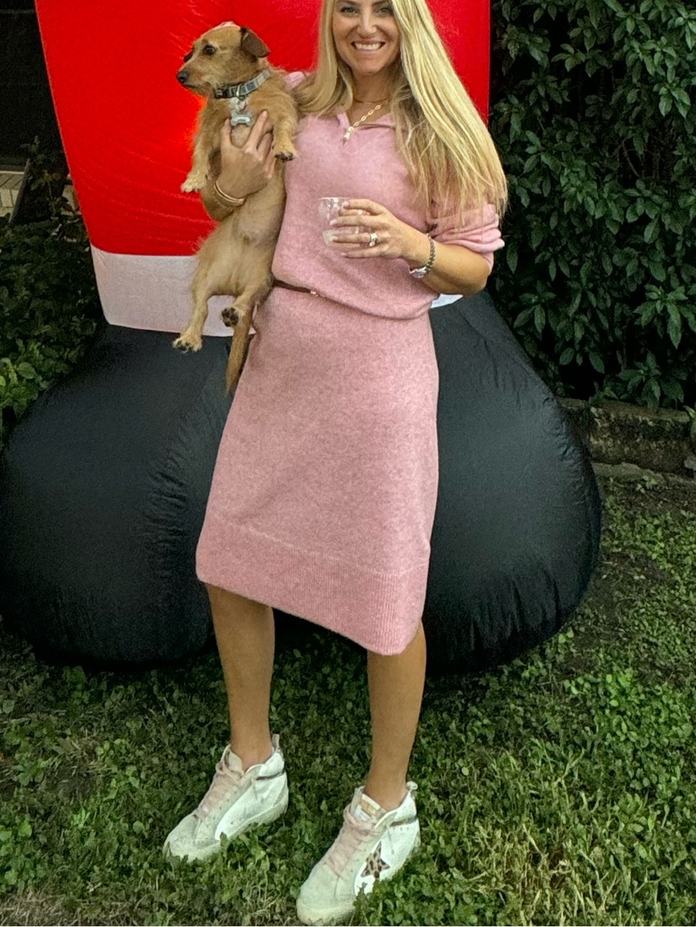 J. Crew Pink Half-Zip Hoodie sweater dress